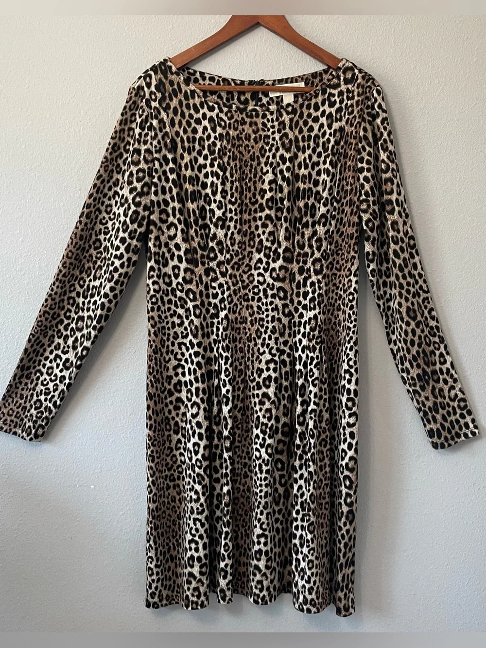 MICHAEL Michael Kors XL Leopard Print Long Sleeve Fit and Flare Dress